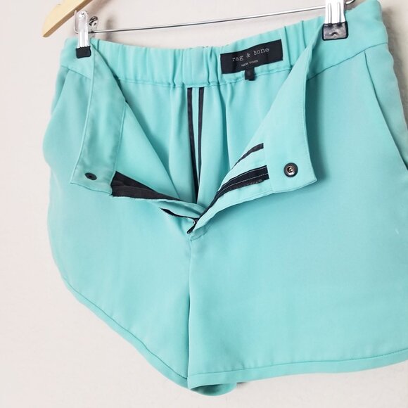 Rag & Bone Jess Short in Aqua Sky Blue Size 8 $255 USA Designer Flowy Curved Hem - Picture 10 of 16